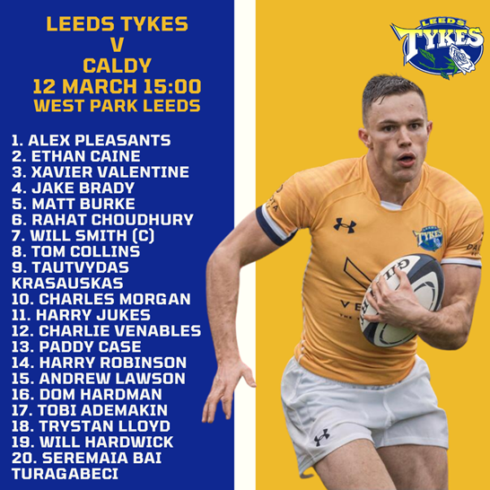 Leeds Tykes v Caldy 12 March 2022 kick-off 15.00, squad list, image of Harry Jakes