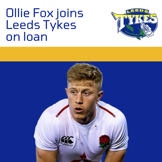 Ollie Fox joins Leeds Tykes on loan, Leeds Tykes' logo and image of Ollie in his England U20s shirt