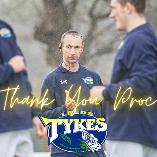 Image of Wayne Proctor with the words Thank you Proc and Leeds Tykes logo