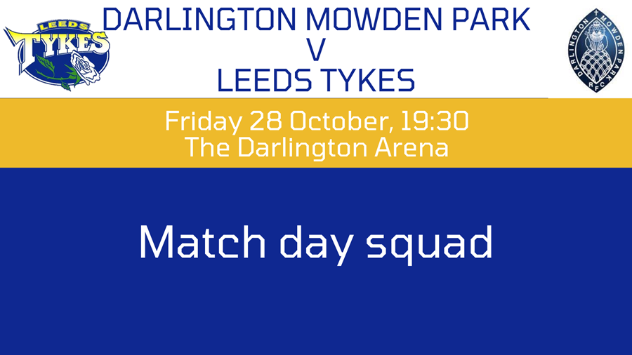 Darlington Mowden Park v Leeds Tykes, logos of both teams, Fri 28 Oct, 19:30, The Darlington Arena, Match day squad