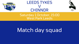 Leeds Tykes v Chinnor with logos, Saturday 1 October, 15:00 West Park Leeds, Match day squad