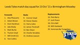 Match day squad 23 October 2021