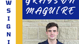 New signing Grayson Maguire, Leeds Tykes logo and picture of Grayson