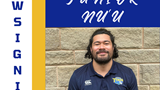 New signing Junior Nu'u, Leeds Tykes logo and picture of Junior